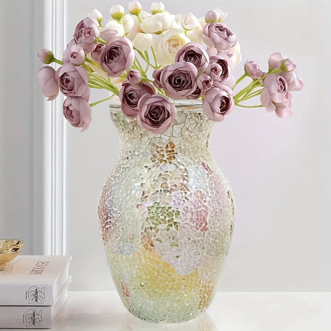 Art Cylinder Vase – Handcrafted Glass Mosaic Decorative Centerpiece