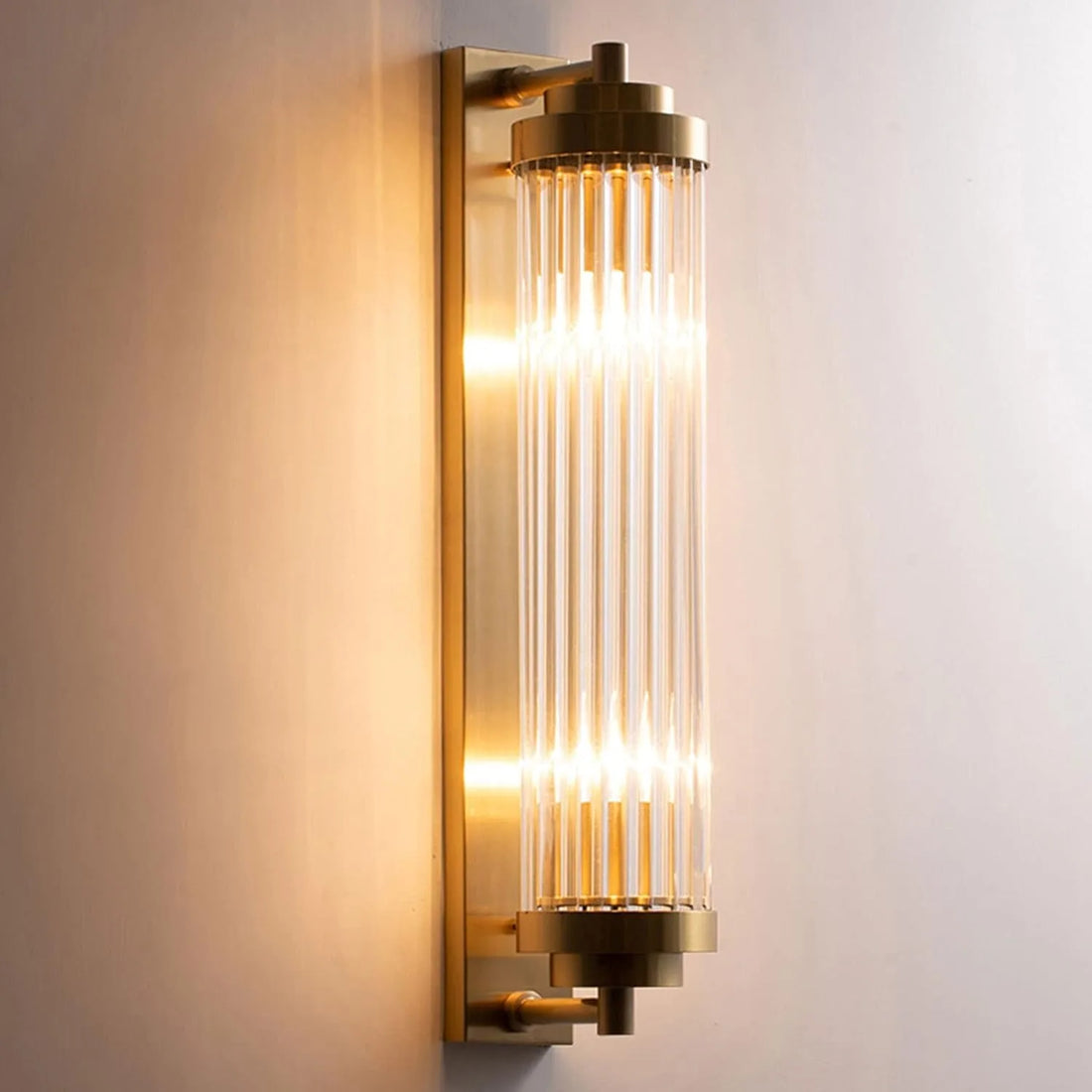 Modern Wall Sconce Light, Indoor Brass with Clear Glass Vanity Light Fixtures Wall Mount Lamp for Bathroom,Bedroom,Hallway