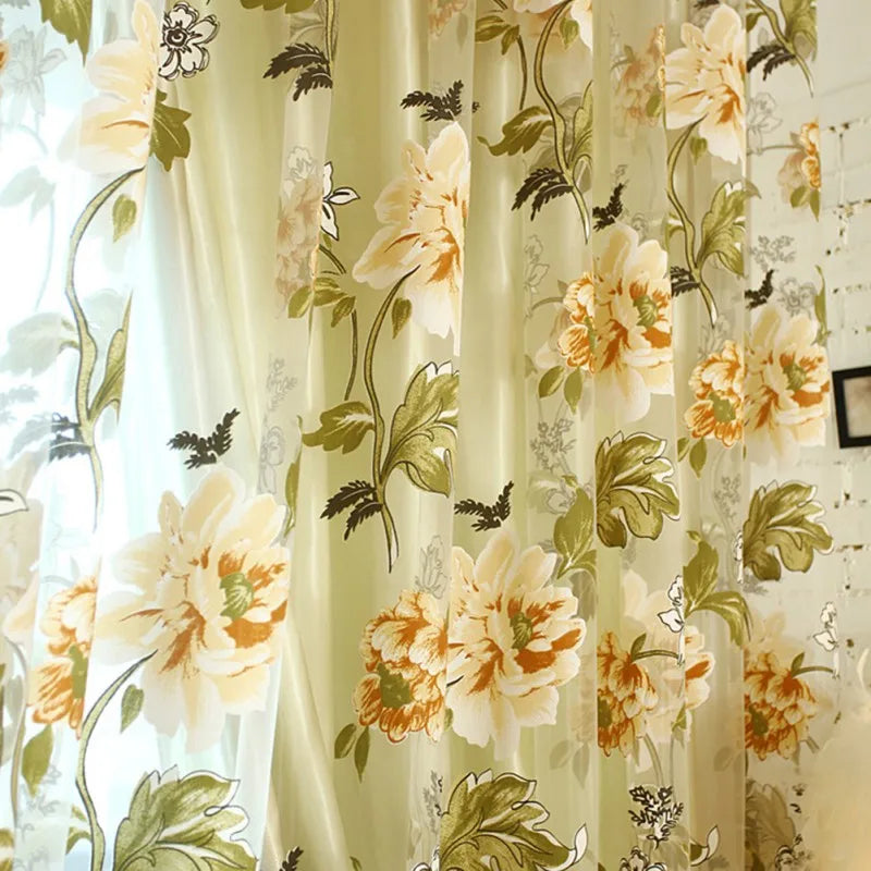 Tulle Curtains with Flower Pattern – Elegant Sheer Curtains for Living Room and Kitchen