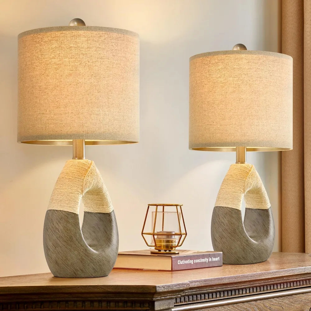 OYEARS Boho Table Lamps – Set of 2 for Rustic Elegance