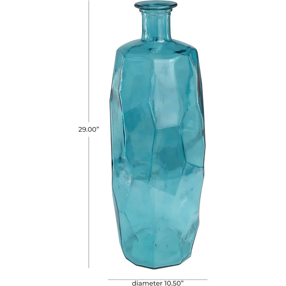 Deco 79 Recycled Glass Handmade Tall Spanish Bottleneck Vase – 29" Teal