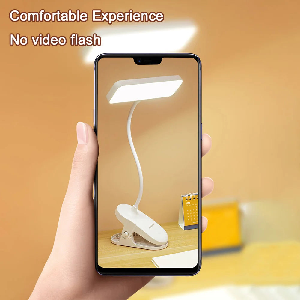 LED Reading Light Clip On Reading Lamp Adjustable Angle Creative Desk Light Multi-Function Studying Lamp for Bedroom Dormitory