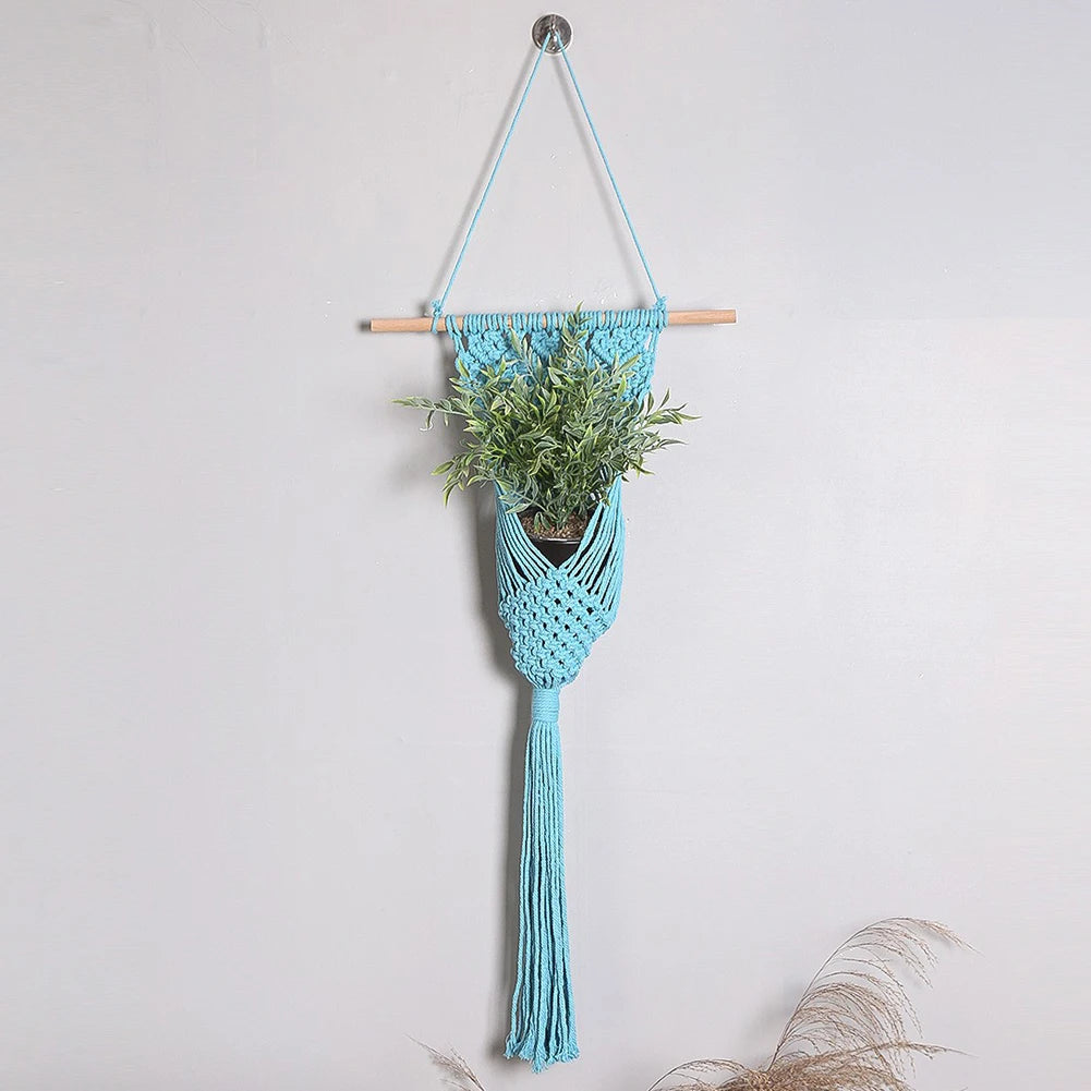 Macrame Woven Tapestry – Bohemian Round Tassel Fringe Wall Hanging for Bedroom and Baby Nursery