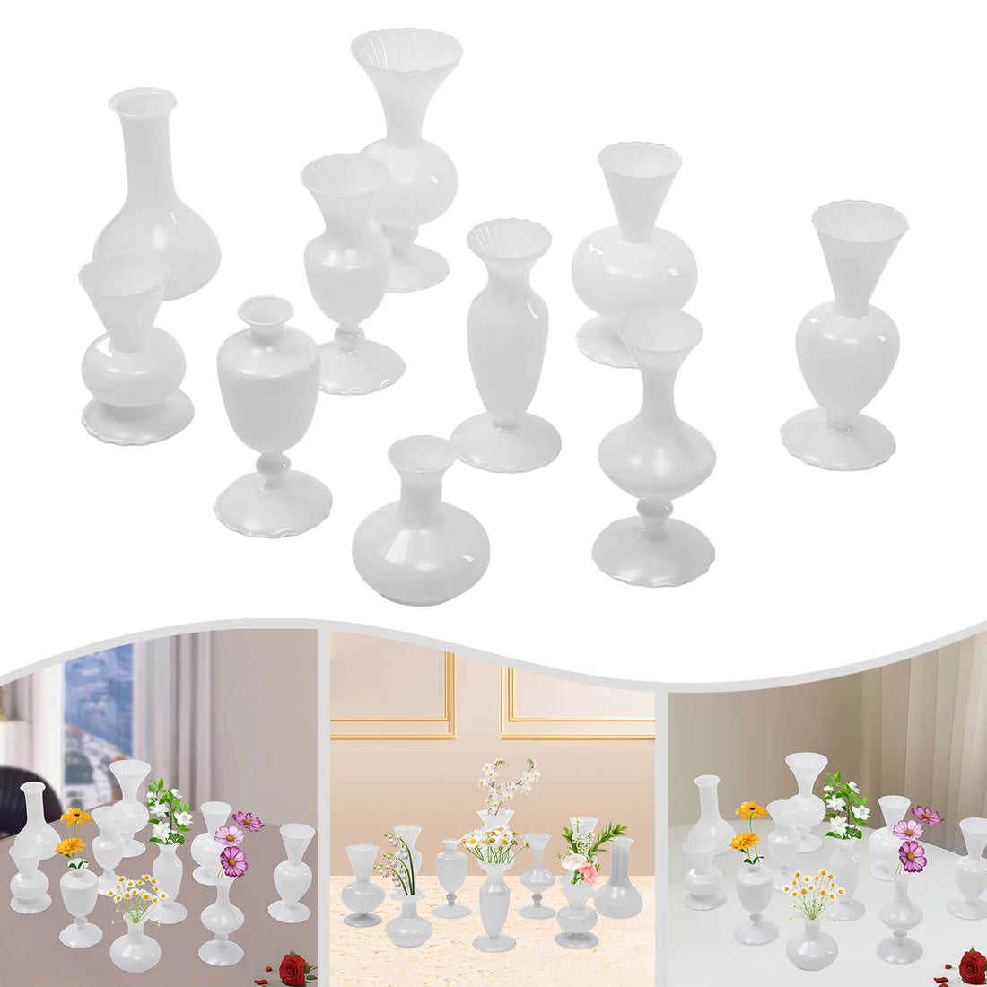 10pcs Decorative Glass Vase Set – Elegant Home and Event Decoration