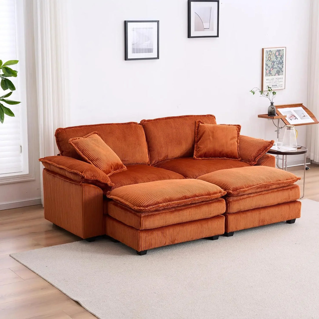 Comfy Sectional Sofa with Ottomans