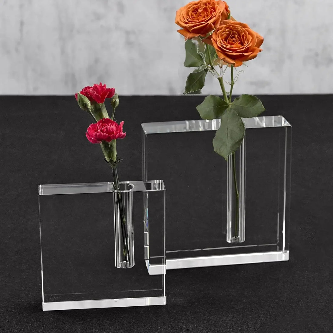 Crystal Block Bud Vase – Handmade Decorative Vase with Unique Optical Crystal Design