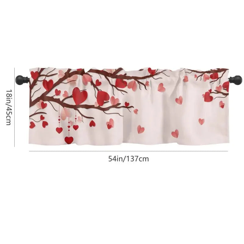 Valentine's Day Semi-Shaded Kitchen Curtain – Floral Printed Coffee Bay Half Curtain