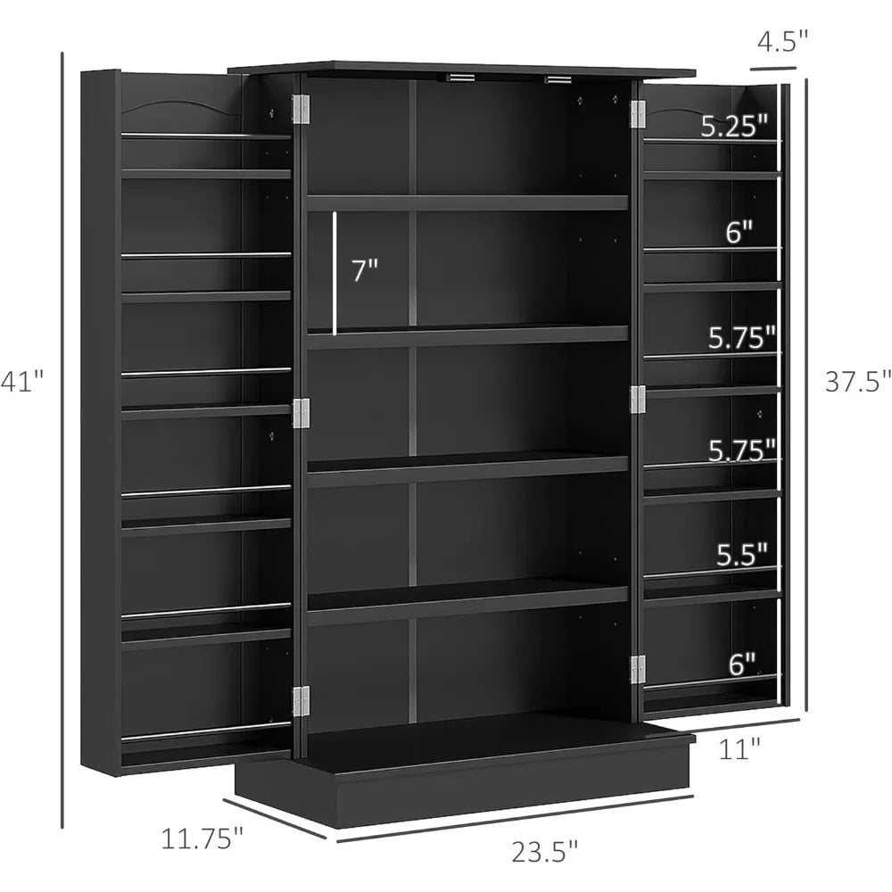 41" Freestanding Kitchen Pantry Cabinet with Adjustable Shelves