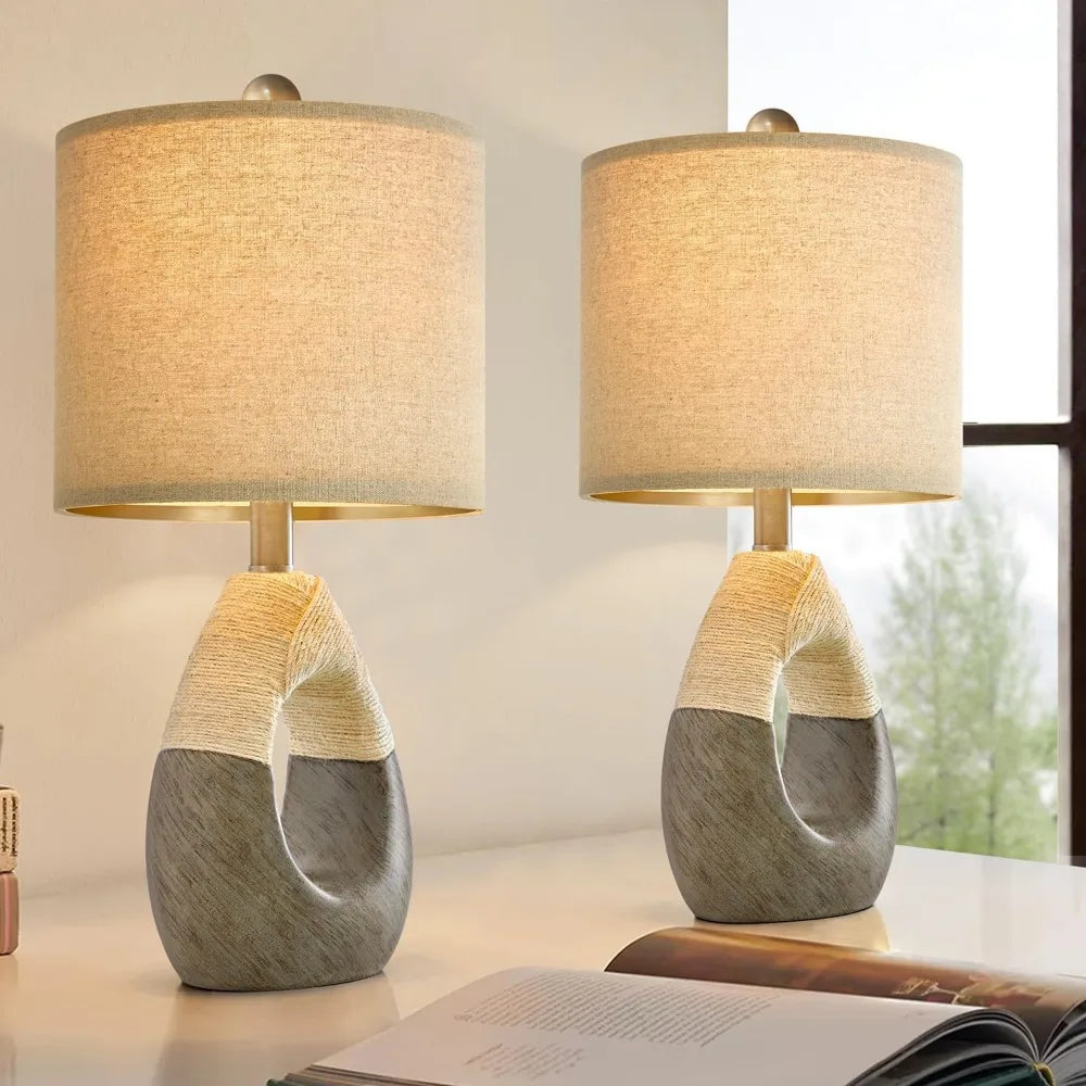 OYEARS Boho Table Lamps – Rustic Elegance in a Set of 2