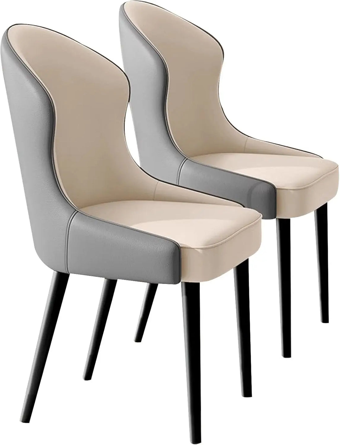 Chairs Set of 2 – PU Leather Kitchen Chairs with Metal Legs for Dining Room, Kitchen, and Guest Seating