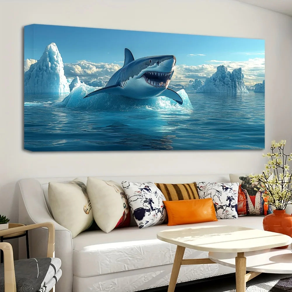 Great White Shark Canvas Print – Modern Animal Poster for Home Décor