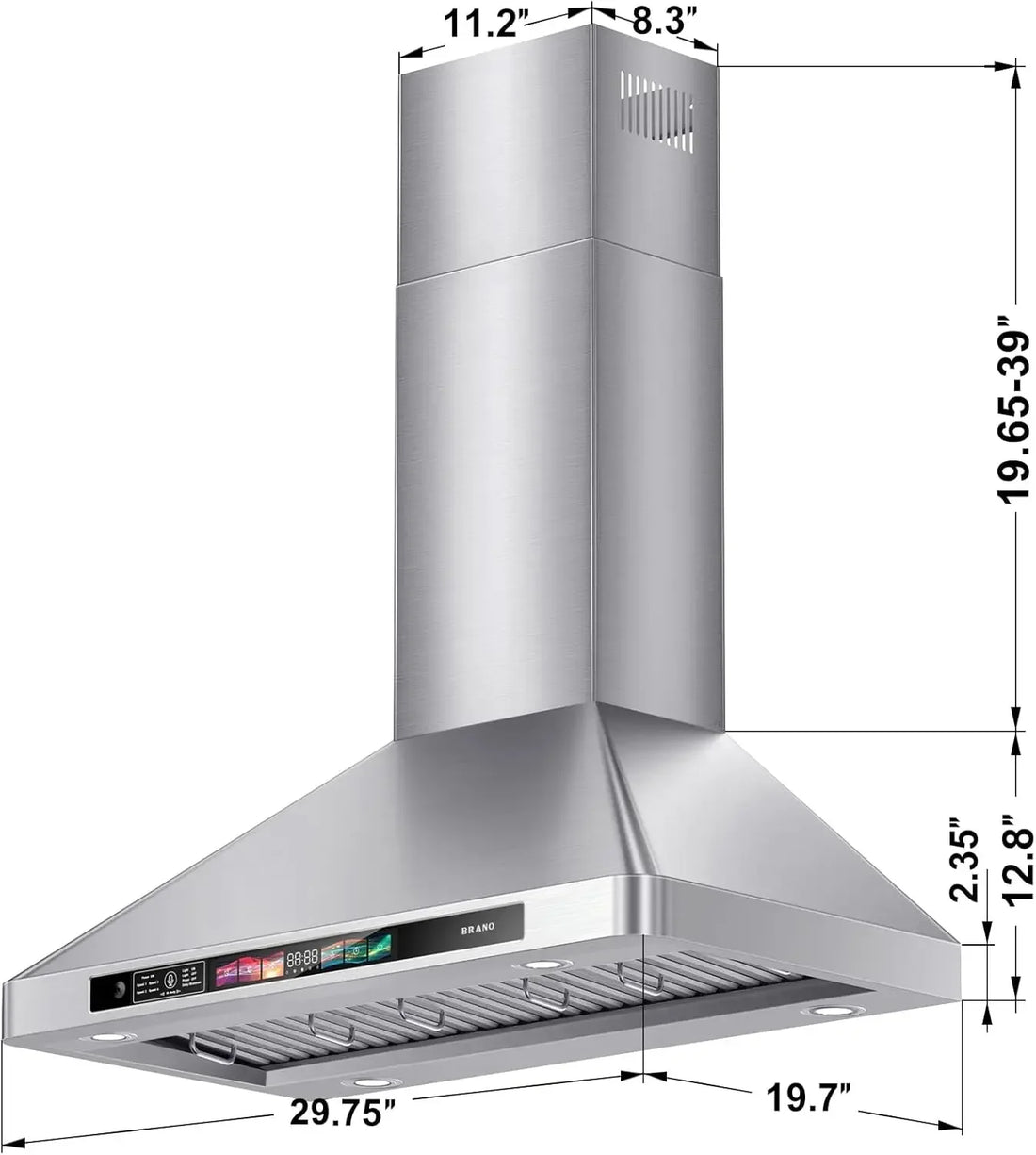 30-Inch Wall Mount Range Hood – 900 CFM Stainless Steel Kitchen Vent with Voice, Gesture & Touch Control | 4-Speed Exhaust Fan