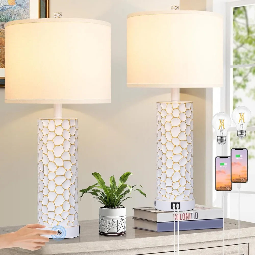 Brightever Table Lamps with Dual USB Charging Ports Set of 2