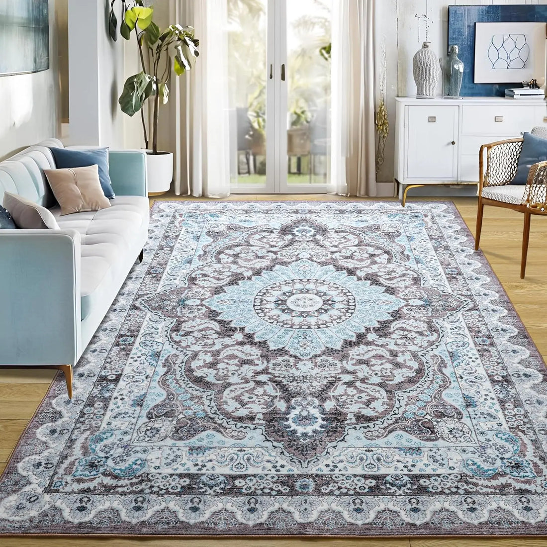 Noahas Machine Washable Vintage Area Rug - Perfect for Living Rooms