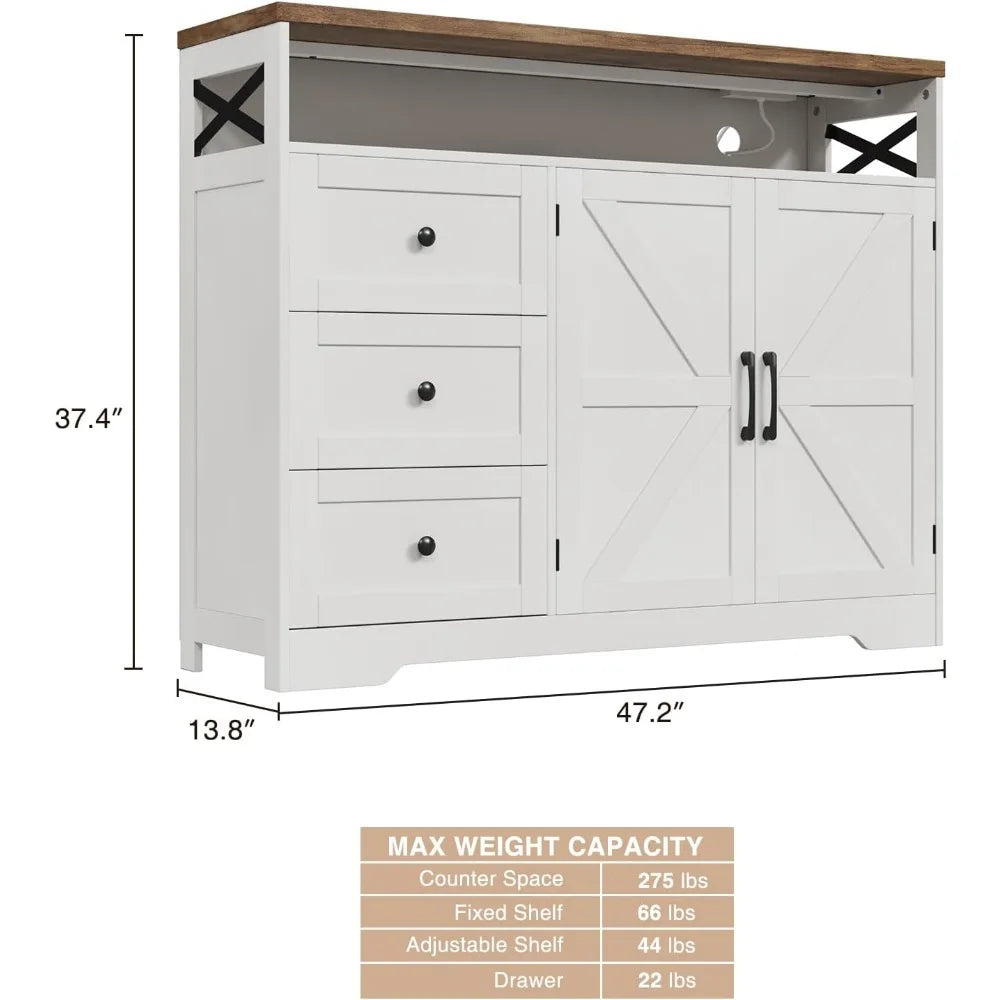 47" Antique Storage Cabinet with Drawers & Doors