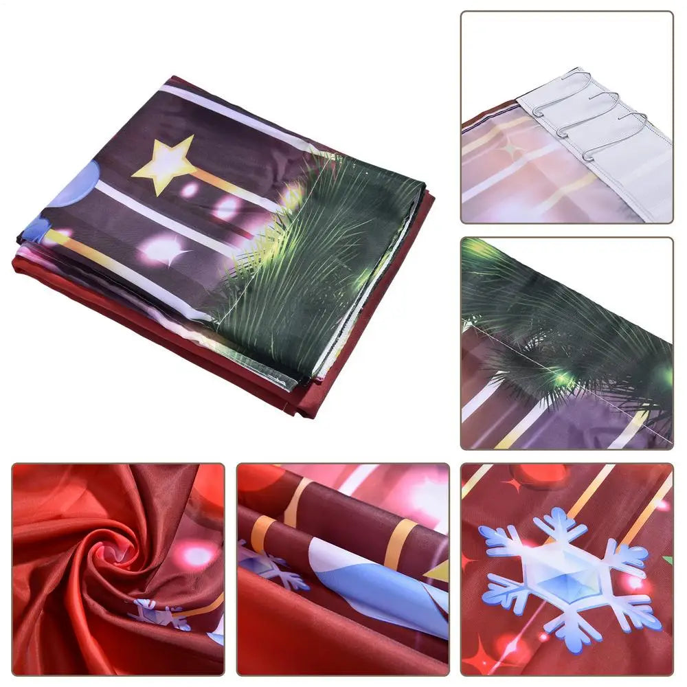 2pcs Christmas Digital Printing Curtains – Semi-Shading Washable Polyester Curtains