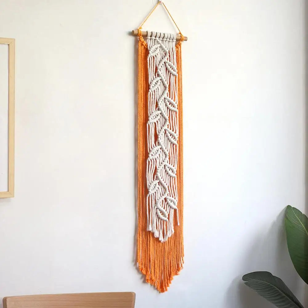 Boho Macrame Wall Tapestry – Handmade Woven Yarn Tassel for Bedroom, Living Room, and Cafe Decor