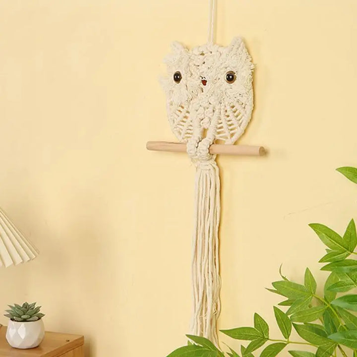 Macrame Wall Decor Bohemian Owl Shape Pendant For Wall Vivid Macrame Tapestry Home Decorations For Living Room Study Room Dining