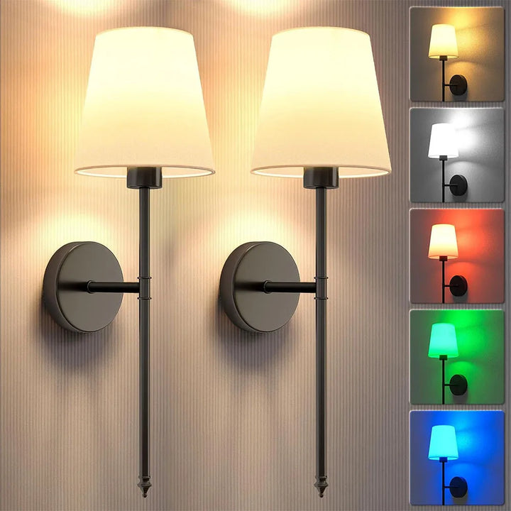 Metal Wall Light USB Rechargeable Cordless Wall Lamp 3 Light Colors Nordic Sleeping Light for Indoor Outdoor Decor