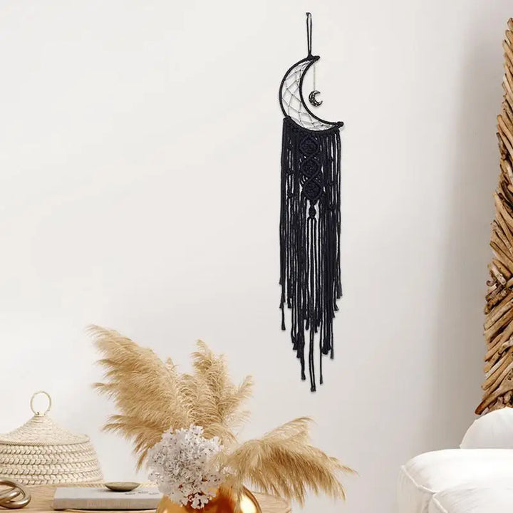 Dreamcatcher Handmade Fabric Wall Art - Chic Tassel Dreamcatcher with Circular Net for Home & Nursery