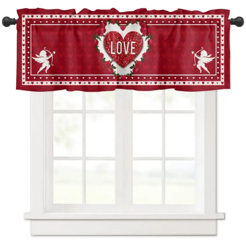 Valentine's Day Semi-Shaded Kitchen Curtain – Floral Printed Coffee Bay Half Curtain