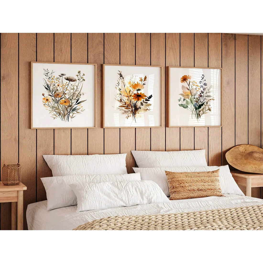 3-Piece Canvas Poster Set – Modern Wildflower Watercolor Botanical Art for Home Decor