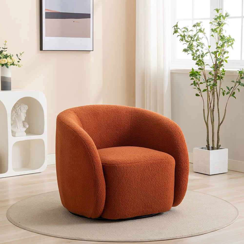 SEYNAR Modern Velvet 360 Degree Swivel Accent Armchair - Upholstered Round Barrel Chair