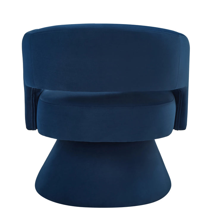 Modern Swivel Chair - Upholstered Velvet Round Accent Armchair with 360° Comfort Swivel