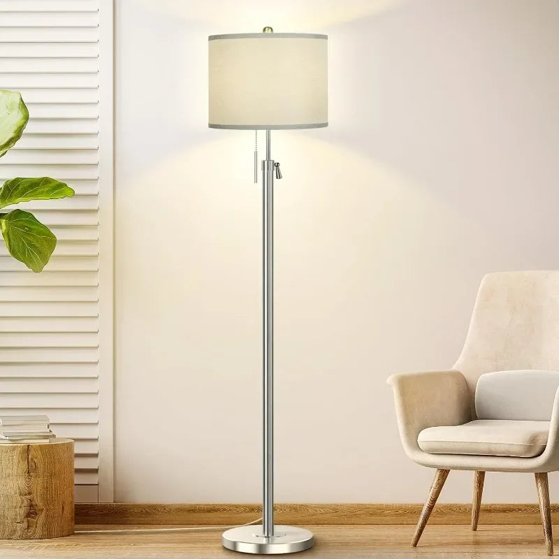 Modern Floor Lamp for Living Room, Adjustable Height Standing Lamp with Marble Base, 3-Way Dimmable Gold Brass Tall Pole Light