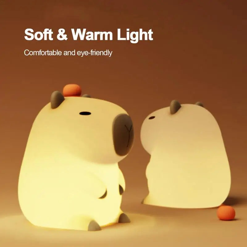 Cute Cartoon Capybara Silicone Night Light USB Rechargeable Timing Dimming Sleep Night Lamp for Children's Room Decor