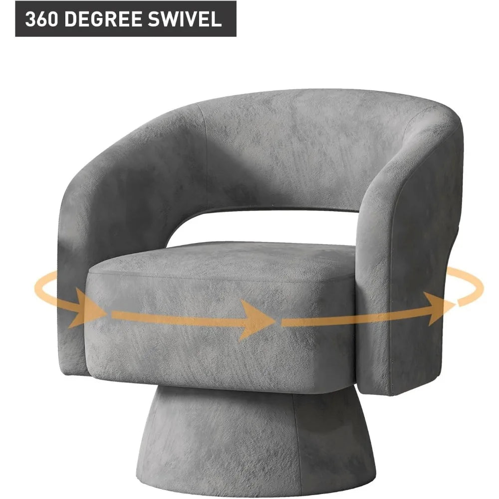 Swivel Barrel Chair Set of 2 – Velvet Accent Armchairs with 360° Swivel for Living Room, Bedroom, or Reception Room