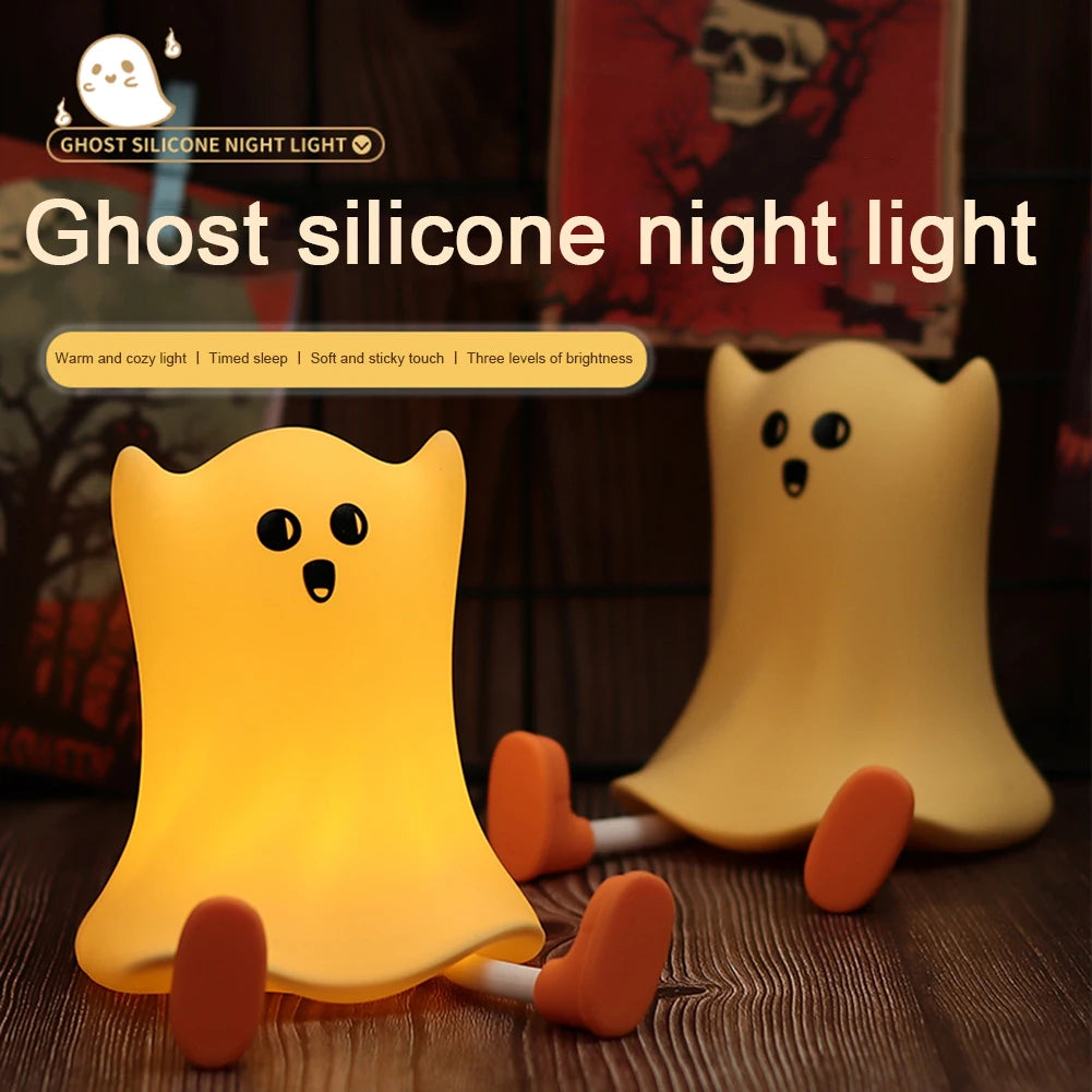 Cartoon Pumpkin LED Night Light USB Rechargeable 500mAh Battery Cute Pumpkin Silicone Lamp Touch Switch Silicone LED Kawaii Lamp