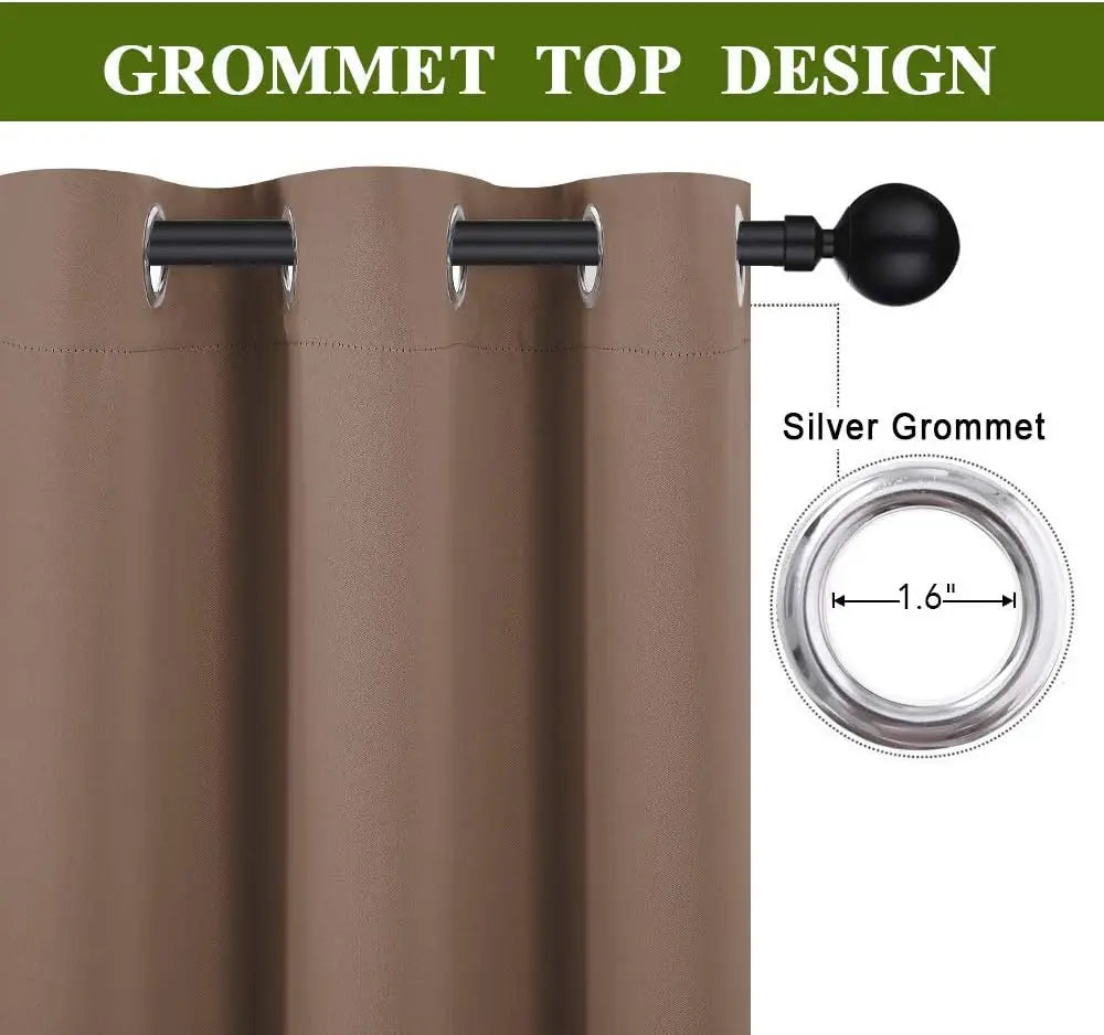 2-Piece Room Divider Blackout Curtains – Noise Reduction & Full Privacy with Anti-Rust Grommet Top