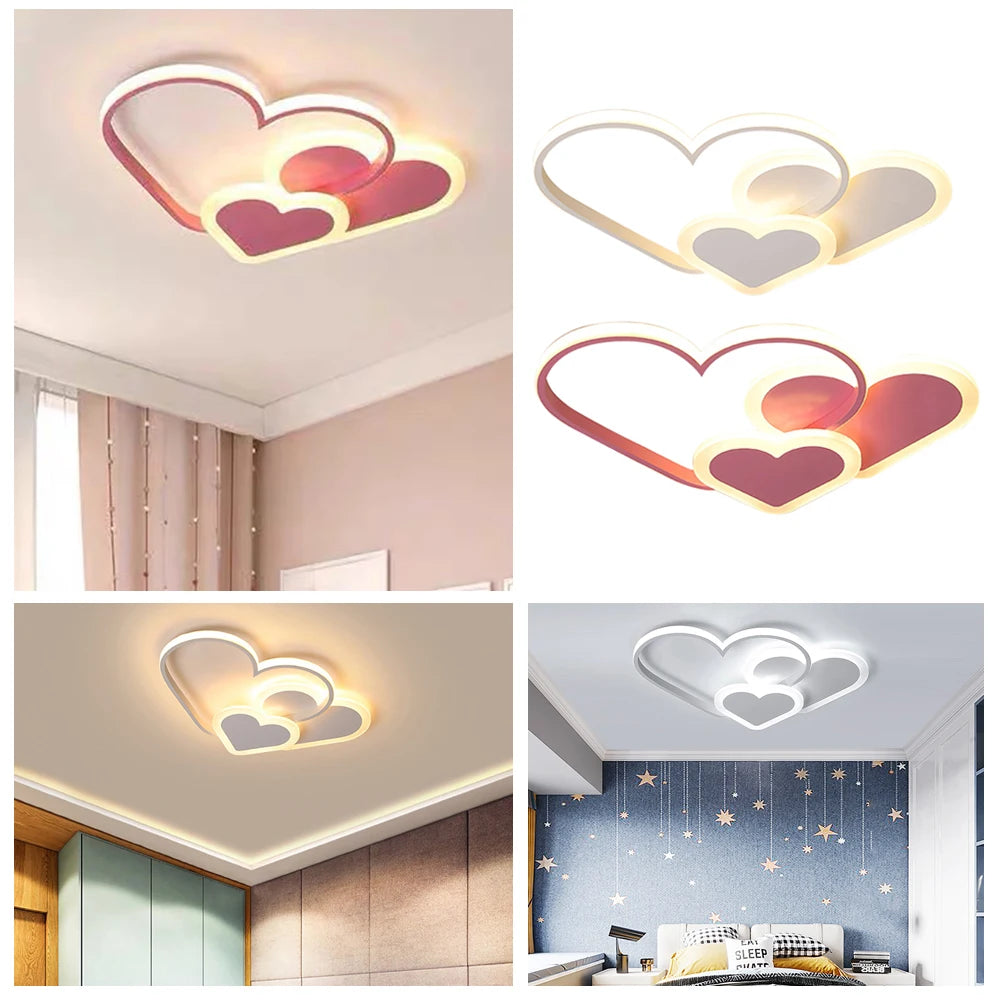 Modern Minimalist LED Ceiling Light – Heart-Shaped Dimmable Nordic Style Lamp for Children's Room, Bedroom, and Home Decor