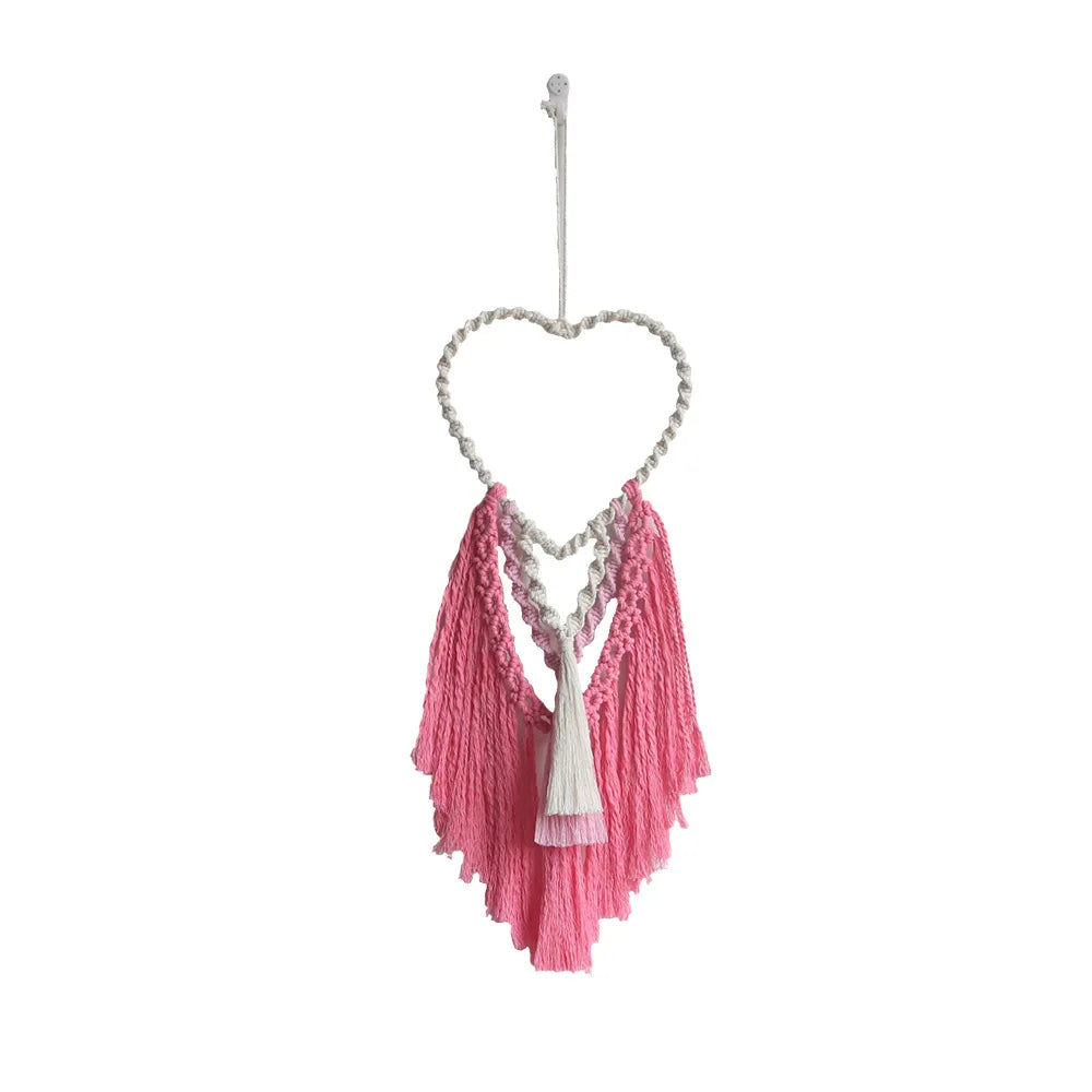 Heart Macrame Wall Hanging - Peach Tapestry for Nursery and Room Decor