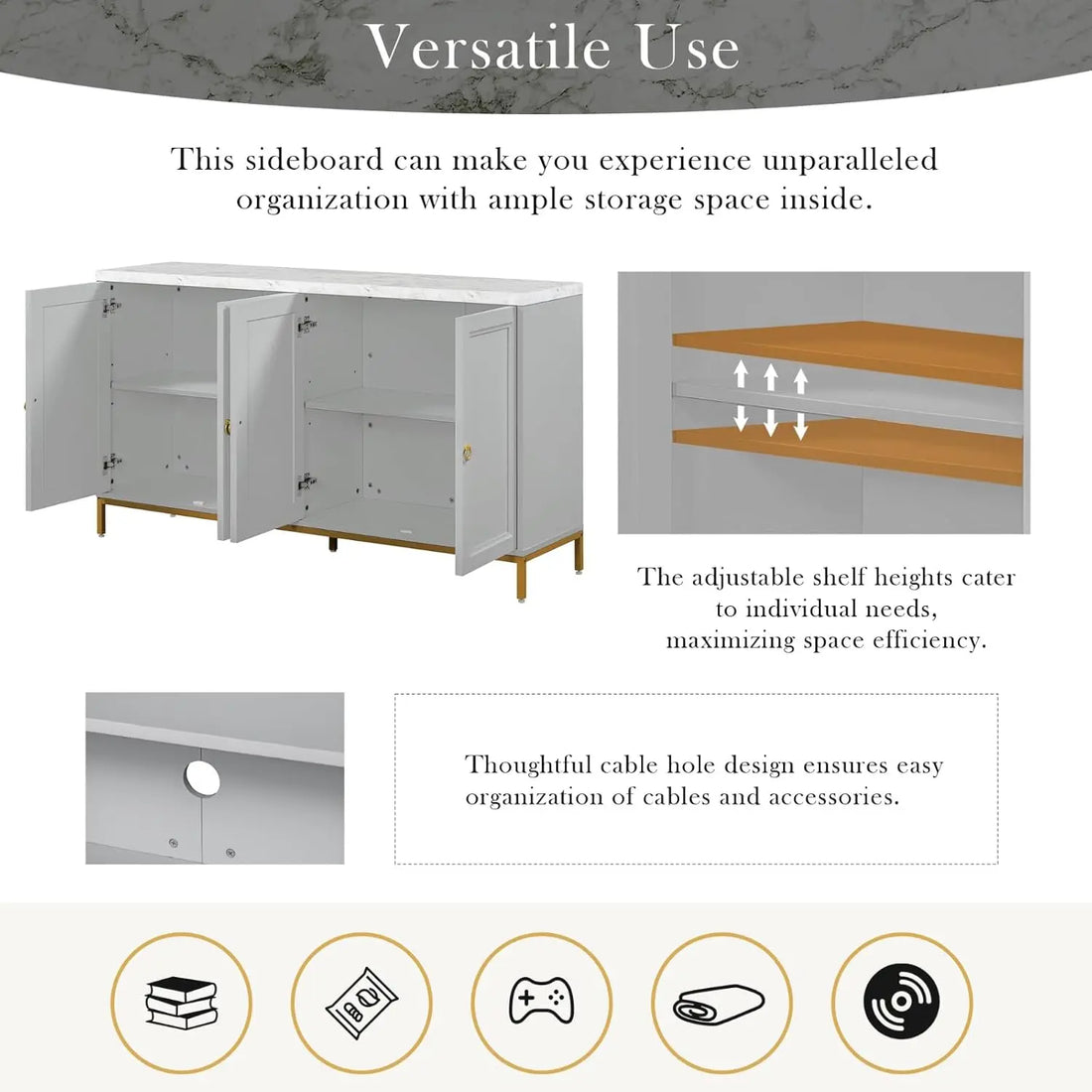 60" Modern Sideboard Buffet Accent Cabinet