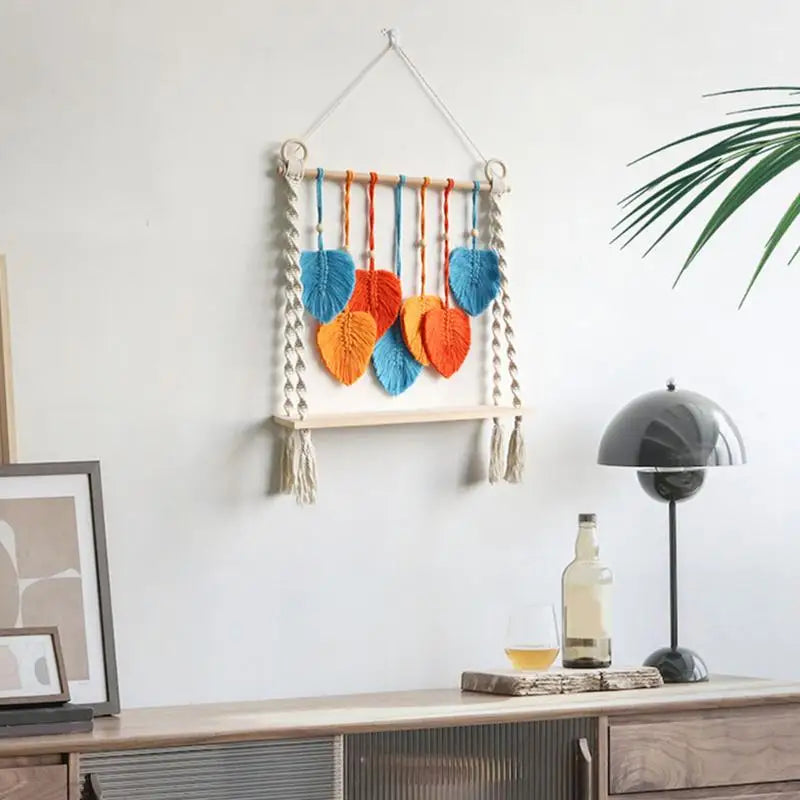 Macrame Leaf Wall Decor – Handmade Boho Tapestry for Modern Bohemian Spaces