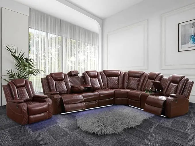 Luxury Power Reclining Sofa with LED Lights