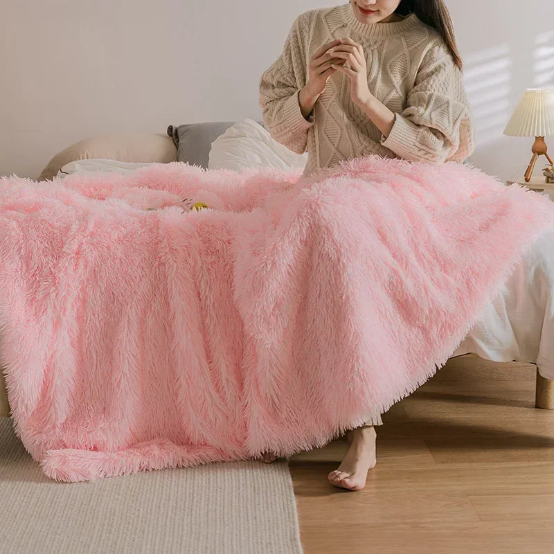 Pink Faux Fur Blanket – Soft Fuzzy Fluffy Throw Blanket for Couch, Bed, and Sofa | Warm, Cozy, and Lightweight Plush Blanket