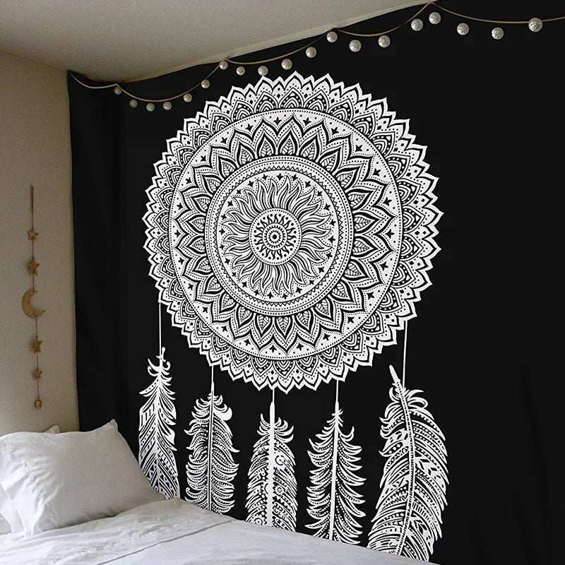 Polyester Mandala Print Tapestry – Wall Hanging, Carpet, Yoga Mat, or Beach Blanket