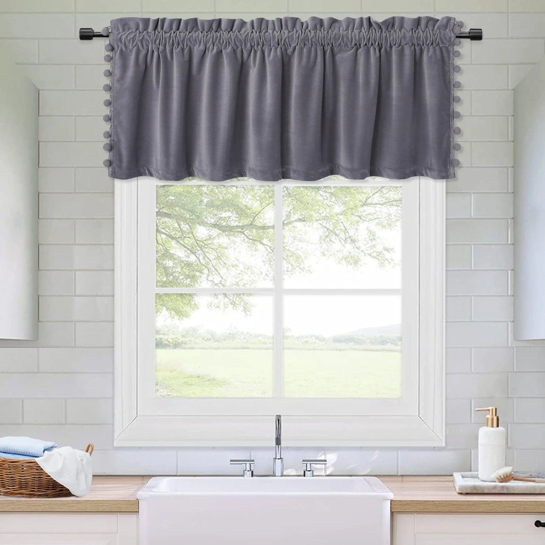 GAOMON Kitchen Café Curtains – Nature Tree Branch Farmhouse Half Window Curtains