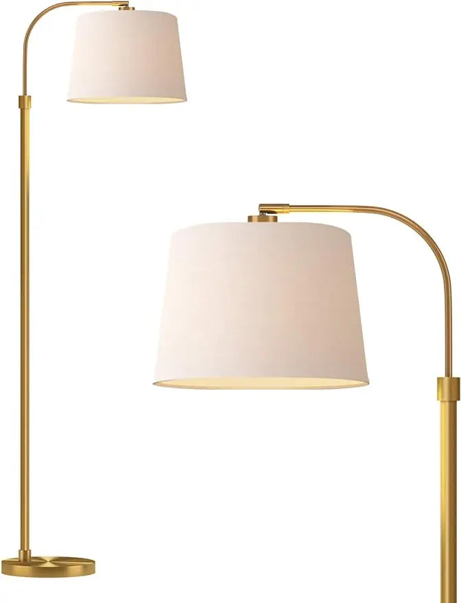 Gold Mid-Century Floor Lamp – Tall Arc Lamp for Living Room, Bedroom, and Office