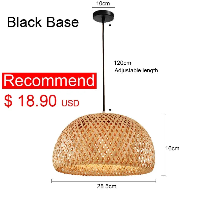 Chinese Style Bamboo Chandelier – Hand-Knitted Pendant Lamp for Cafeteria and Living Room Décor