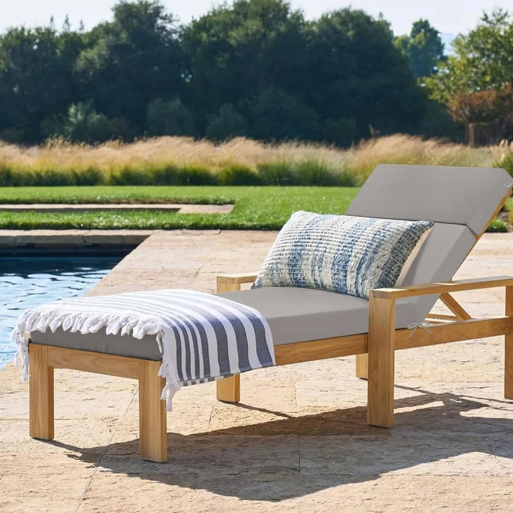 Outdoor Chaise Lounge Cushion – Waterproof Patio Chair Cushion (72in L x 21in W x 3in D) for Lawn & Poolside Furniture