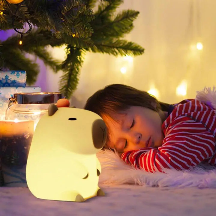 Cute Cartoon Capybara Silicone Night Light USB Rechargeable Timing Dimming Sleep Night Lamp for Children's Room Decor