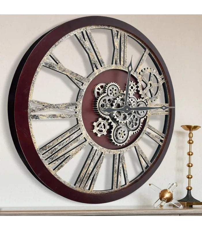 Wall Clock 30-Inch – Rustic Retro Industrial Farmhouse Oversized Decorative Vintage Clock