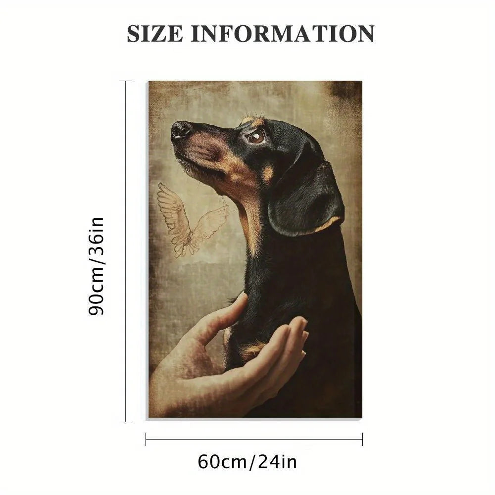 Dachshund Paw Print Portrait – Wooden Framed Canvas Painting for Wall Décor and Holiday Gifts