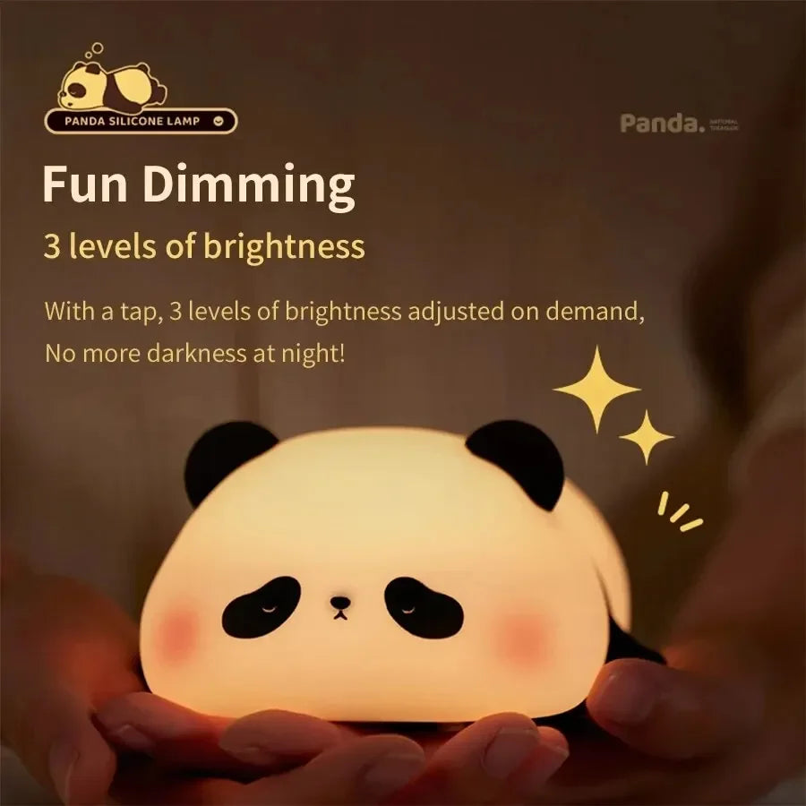 Night Light Cute Panda Bedside Lamp Silicone  Sensor Rechargeable Table Night Lamp  Baby Gift Bedroom Decoration