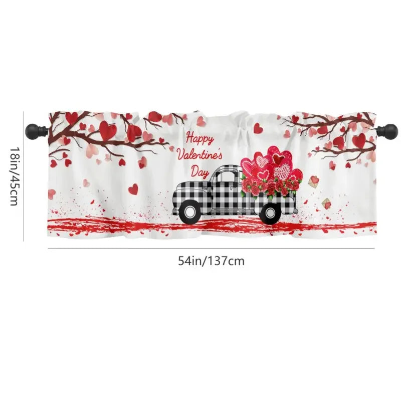 Valentine's Day Semi-Shaded Kitchen Curtain – Floral Printed Coffee Bay Half Curtain