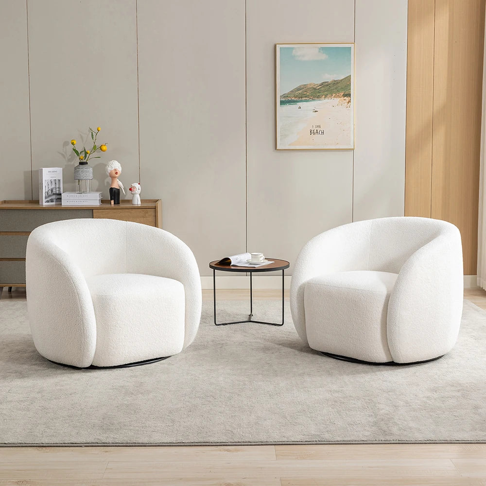 SEYNAR Modern Velvet Swivel Accent Armchair Set of 2 – Upholstered Round Barrel Chairs for Living Room